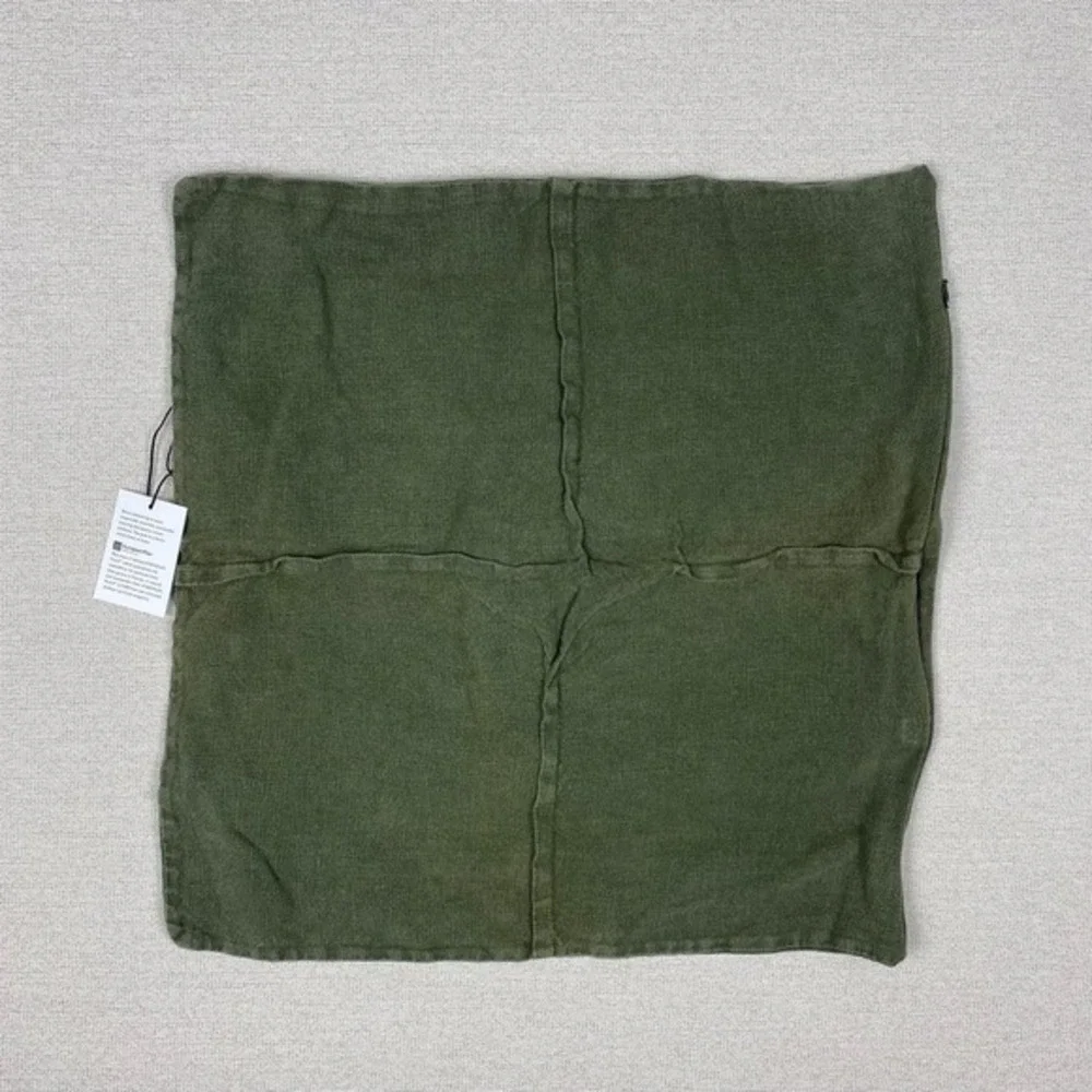 CB2‎ Pillow Sham European Flax Tuck Linen Green Single No Insert Zip Closure